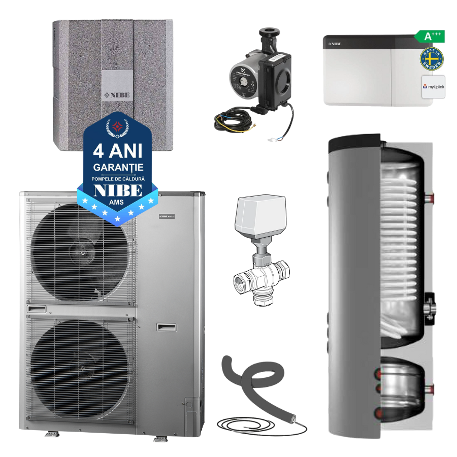 Pompa de caldura NIBE AMS 10-16 cu HBS 05-16 si HY XL 250 (ACM Boiler otel moale 235l), tip Split de 16 kW Monofazata, R410A 2 Pompa de căldură NIBE
